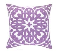 Alysheer Embroidered Decorative Throw Pillow Cover 20"x 20", Boho Mandala Modern Thick Embroidery Pattern, Durable Cotton Canvas Soft Cushion Case for Sofa Couch Bed Living Room (Lilac Lavender)