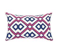 Alysheer Embroidered Lumbar Decorative Throw Pillow Cover 12"x 20", Classic Boho Geometric Embroidery Pattern Cotton Rectangular Cushion Case for Sofa Couch Living Room Bedroom(Blue Pink)