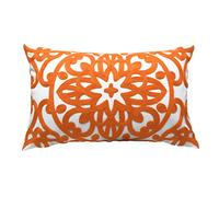 Alysheer Embroidered Lumbar Decorative Throw Pillow Cover 12"x 20", Classic Boho Mandala Embroidery Pattern Cotton Rectangular Cushion Case for Sofa Couch Living Room Bedroom (Bright Orange)