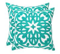 Alysheer Floral Embroidered Fall Decorative Throw Pillow Cover 18"x 18" Set of 3, Boho Farmhouse Embroidery Patterned Orange Teal Cushion Case for Sofa Couch Living Room Bedroom Outdoor