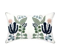 Alysheer Floral Embroidered Throw Pillow Cover 12"x 20", 1pc Blue Green