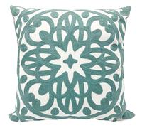 Alysheer Mandala 100% Cotton Solid Embroidered Knit Pattern Decorative Throw Pillow Cover for Sofa Couch Car Living Room Bedroom Office Gifts, Invisible Zipper, (18x18 Inch/45x45 cm) (Aqua Blue)