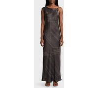 ALYSI Long Silk Slip Dress with Abstract Print and Thin Straps - Size: 40 - female