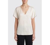 ALYSI V-Neck Pure Silk Blouse with Short Sleeves and a Straight Cut - Size: 46 - female