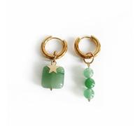 Alyssa Mismatch Green Charm Hoop Earrings Luxe Tones Multi One Size