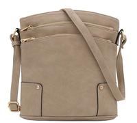 Alyssa Triple Zip Pocket Large Crossbody Bag, Sand, One Size