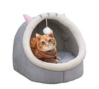 Alytimes Semi-enclosed Cat Igloo Cave Bed for Indoor Kittens and Small Dogs - Fluffy, Removable Washable Cushion Pillow