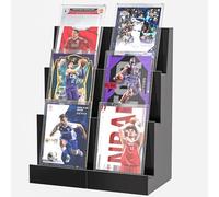 Alytree Card Display Stand, 3-Tier Trading Card Display (2 Pack), Wooden Graded Baseball Football Sports Card Storage, Trading Card Display Case for Card Collection & Show, Black