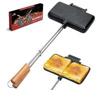 Alytree Double Pie Irons for Camping Cast Iron, Portable Mountain Campfire Pie Maker, Cast Iron Campfire Pudgy Maker, Sandwich Press for Camping