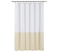 ALYVIA SPRING Waterproof Fabric Shower Curtain Liner - Soft & Light-Weight Cloth Shower Liner, 3 Bottom Magnets, Hotel Quality & Machine Washable - Standard Size 72x72, White and Cream