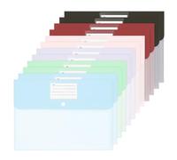 Alyvisun 12 PCS Document Folders, 6-Colour A4 Plastic Wallets with Popper | Thickened Waterproof PP A4 folder, 150-sheet capacity, colour & label sorting, frosted finish, for office, school and home
