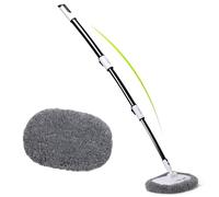 Alyvisun 15° Curved Car Wash Brush with Telescopic Handle 120cm Thickness Aluminum Alloy Rod, 2 Soft Chenille Head-Cleaning Mop for Washing Cars Truck SUV RV Caravans and Household, Scratch Free