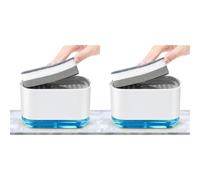 Alyvisun 2 in 1 Dish Soap Dispenser with Sponge Holder, 300ml, One Handed, Grey (Pack of 2)