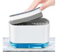 Alyvisun 2 in 1 Soap Dispenser, Dish Soap Dispenser with Sponge Holder, Soap Liquid Dispenser 300ml One handed Soap Pump Dispenser for Kitchen Sink Countertop Grey