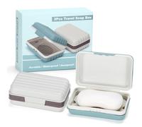 Alyvisun 2 Pcs Travel Soap Dishes with Lid, Portable Soap Container, Soap Box with Raised Bottom, Waterproof Leakproof Soap Dish for Shower, Travel & Outdoor (Green + White)