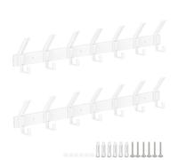 Alyvisun 2 Pieces Heavy Duty Wall Coat Hangers with 7 Hooks, Stainless Steel Coat Racks for Haning Jackets Scarves Bags, Coat Hooks Wall Mounted for Entryway Bathroom Kitchen (White)
