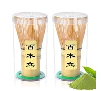 Alyvisun 2PCS Bamboo Matcha Whisk with 76 Prongs, Handcrafted Chasen, Traditional Matcha Whisks for a Smooth and Frothy Matcha Experience, Perfect for Tea Ceremony