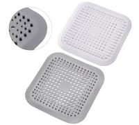 Alyvisun 2Pcs Silicone Shower Hair Catcher with Suction Cup, Foldable Drain Protector Hair Filter, Sink Drain Strainers for Bathroom, Bathtub, Kitchen (Grey/White)
