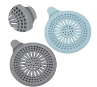 Alyvisun 2Pcs Silicone Shower Hair Catcher with Suction Cup, Foldable Drain Protector Hair Filter, Sink Drain Strainers for Bathroom, Bathtub, Kitchen (Grey/Blue)