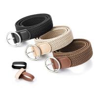 Alyvisun 3 Pack Elasticated Belt, 100 cm Braided Stretch Belt for Jeans