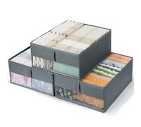 Alyvisun 3 Pack Wardrobe Storage Boxes with Clear Window, Foldable Fabric Storage Boxes, Cotton-Linen Wardrobe Organiser with Handles for Baby Clothes, Toys, Jeans, Scarf, T Shirt (45 x 34.5 x 18 cm)