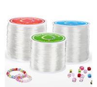 Alyvisun 3 Pcs Clear Elastic for Bracelet Making, (0.5mm, 0.8mm & 1mm) Elastic Thread for Bracelets, Bracelet Elastic String For DIY Bracelets, Necklace, Beading, Jewelry Making
