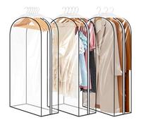 Alyvisun 3PCS Clear Garment Bags with Side-zips, Hanging Dress Bag Large Capacity 110cm/43in, Waterproof Clothes Covers Protector for Closet Storage, Shirts, Coats, Dresses, Suit Holder