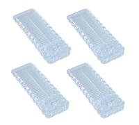 Alyvisun 4 Pack Indoor Door Stoppers for Floor, Anti-Skid Rubber Door Stop for Home/Office, Durable Stackable Doorstop Wedge Blocker for All Types of Surface (Clear)