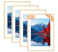 Alyvisun 4PCS A3 Wood Tone Picture Frames Horizontal Vertical | Fits 20.5 x 28.7 cm Photos with Mat or 28.7 x 41 cm Without Mat