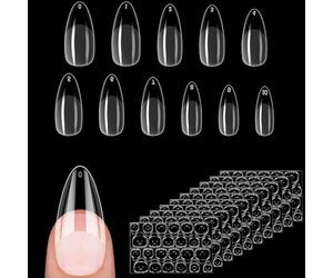 Alyvisun 550 Pcs Clear Almond False Nail Tips in 11 Sizes