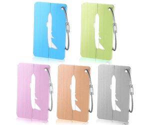 Alyvisun 5pcs Metal Luggage Tags for Suitcases, Aluminum Suitcase Tags with Steel Loop and Name ID Card, Luggage Labels Travel Tags for Luggage Baggage Bags Business 7.5 x 4.5cm Multicolor