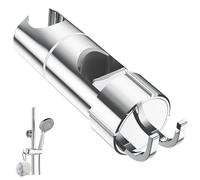 Alyvisun Shower Head Holder with 2 Hooks for 20.5-23.5mm Shower Heads, Adjustable Shower Head Bracket for 16-27mm Slide Rod, Chrome Plated Shower Holder Replacement