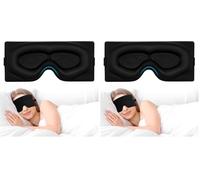Alyvisun Blackout Sleep Mask, Deepen Eye Contour, [Zero Pressure & Breathable] 3D Eye Mask for Sleeping with Adjustable Strap, for Travel, Home, Nap, Black (Pack of 2)