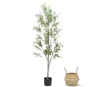 Alyvisun Faux Tree with Lifelike Olive Leaves & Stable Cement Weight Thickened Bottom Base, Green, 180cm
