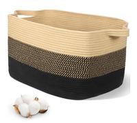 Alyvisun Large Storage Baskets, Laundry Toy Basket for Bedroom, Living Room, Baby Room, Rectangle Cotton Woven Basket for Toys, Blankets, Towels, Dirty Clothes, 55x40x30 cm
