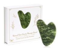 Alyvisun Natural Green Jade Gua Sha Tool, Face, Neck and Body Massage Stone, Facial Massage Board for Relieving Puffiness and Jawline Improving with User Manual, Skincare Gift for Women