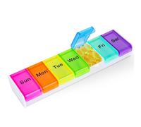 Alyvisun Pill Box 7 Day 1 Times a Day, Travel Daily Pill Box Organiser 7 Day, Weekly Tablet Organiser, Large Pillbox Tablet Box Portable Pill Case Tablet Dispenser for Travel Work, White