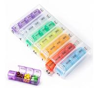 Alyvisun Pill Box Organiser 7 Day-4 Times a Day 28 Compartments, Pill Organiser Box with Braille & Spring Assisted Open, Portable Pill Case Dispenser, Snap on Lid Design for Travel Work