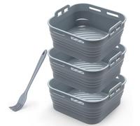 Alyvisun Silicone Oil Brush, 3PCS Airfryer Liners Foldable Baking Trays Reusable Air Fryer Rack Versatile Accessories Baskets Square Inserts for Microwave, Oven, Grey