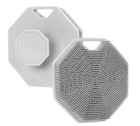 Alyvisun Silicone Body Scrubber, Gentle Exfoliating Bath Shower Brush with Hook and Suction, Handheld Shower Scrubber for Body, Soft Body Cleansing Brush for All Skin Type (Gray)