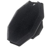 Alyvisun Silicone Body Scrubber with Hook and Suction, Handheld Shower Bath Brush for Body [Gently Exfoliate & Massage], Body Cleansing Brush for All Skin Type (New Black)