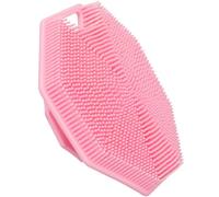 Alyvisun Silicone Body Scrubber with Hook and Suction, Handheld Shower Bath Brush for Gently Exfoliating & Massaging, Cleansing Brush for All Skin Types (Pink)