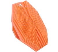 Alyvisun Silicone Body Scrubber with Hook and Suction, Handheld Shower Bath Brush for Gently Exfoliating & Massaging, Cleansing Brush for All Skin Types (Orange)