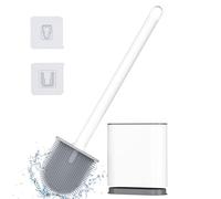 Alyvisun Silicone Toilet Brush with Holder, [Quick Drying & Deep Cleaning] Bathroom Scrubber, Non-Scratch, White, One Size