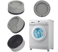 Alyvisun Universal Drainage Rust-Proof Foot Mat Anti Slip Vibration Base Shock Absorber Support Stand Washing Machine Feet Pads, 4PCS, Grey, Rubber, PP, One Size