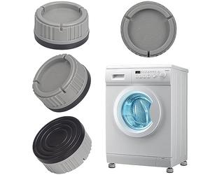 Alyvisun Universal Drainage Rust-Proof Foot Mat Anti Slip Vibration Base Shock Absorber Support Stand Washing Machine Feet Pads, 4PCS, Grey, Rubber, PP, One Size