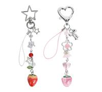Alyxen Y2k Keychain Strawberry Star Keyring for Car Keys Ocean Shell Charms Y2k Key Ring for Women Girls Bag Charms for Womens Handbags Fashionable Teens & Girls