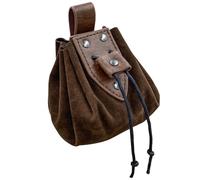 Alyxiavia 1 x Viking Style Medieval Leather Buckle Pouch Bag Hanging Belt Portable Purse Vintage Belt Bag, brown, Fashion