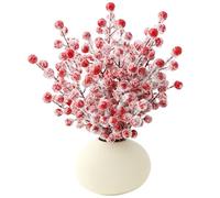Alyxiavia 30 Pcs Frosted Red Berries Artificial Frosted Snow Red Berries with 12 Berries per Stem, Christmas Artificial Flowers Picks for DIY Crafts, Wreath Making, Garland, Xmas Home Decor
