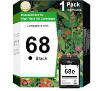 ALZ-LZHQ 68E Black Ink Cartridge Replacement for HP Ink 68 68e Ink Works for Envy 6152e, 6155e, 6552e, 6555e, 6558e Printer (1 Black)